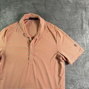 RLX Ralph Lauren Orange Stripe Golf Polo Shirt Mens Small Sport